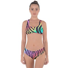 Rainbow Zebra Stripes Criss Cross Bikini Set by nate14shop
