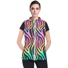 Rainbow Zebra Stripes Women s Puffer Vest by nate14shop