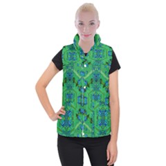 Vines Of Beautiful Flowers On A Painting In Mandala Style Women s Button Up Vest by pepitasart