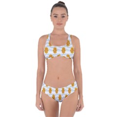 Flowers-gold-blue Criss Cross Bikini Set