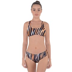 Seamless Zebra Stripe Criss Cross Bikini Set by nate14shop