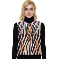 Seamless Zebra Stripe Women s Short Button Up Puffer Vest by nate14shop