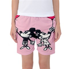 Baloon Love Mickey & Minnie Mouse Women s Basketball Shorts by nate14shop