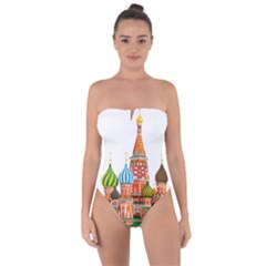 Moscow-kremlin-saint-basils-cathedral-red-square-l-vector-illustration-moscow-building Tie Back One Piece Swimsuit by Jancukart