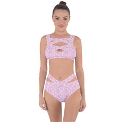 Pink-floral-background Bandaged Up Bikini Set  by Jancukart