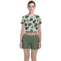 Avocado Pattern Crop Top And Shorts Co-ord Set by flowerland
