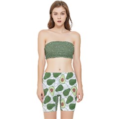 Avocado Pattern Stretch Shorts And Tube Top Set by flowerland