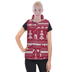 Christmas-seamless-knitted-pattern-background 001 Women s Button Up Vest by nate14shop