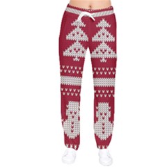 Christmas-seamless-knitted-pattern-background 001 Women Velvet Drawstring Pants