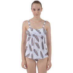Christmas-seamless-pattern-with-gold-fir-branches Twist Front Tankini Set by nate14shop