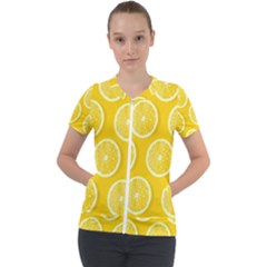 Lemon-fruits-slice-seamless-pattern Short Sleeve Zip Up Jacket by nate14shop