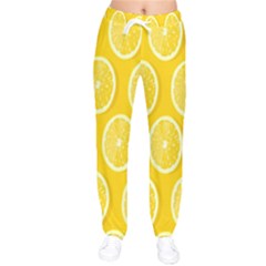 Lemon-fruits-slice-seamless-pattern Women Velvet Drawstring Pants