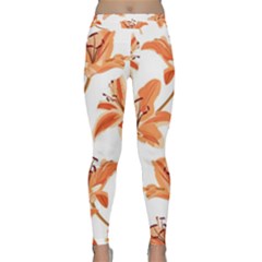 Lily-flower-seamless-pattern-white-background Classic Yoga Leggings