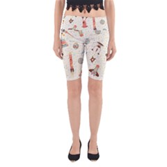Seamless-background-with-spaceships-stars Yoga Cropped Leggings