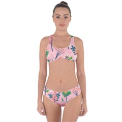 Seamless-floral-pattern 001 Criss Cross Bikini Set by nate14shop