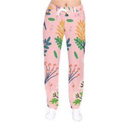 Seamless-floral-pattern 001 Women Velvet Drawstring Pants