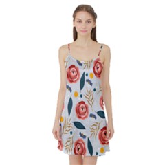 Seamless-floral-pattern Satin Night Slip by nate14shop