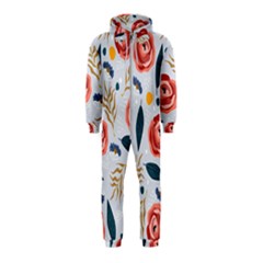 Seamless-floral-pattern Hooded Jumpsuit (kids) by nate14shop