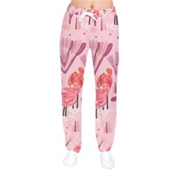 Seamless-pattern-with-flamingo Women Velvet Drawstring Pants