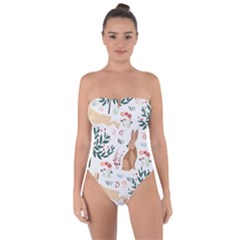 Seamless-pattern-with-rabbit Tie Back One Piece Swimsuit
