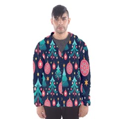 Hand-drawn-flat-christmas-pattern Men s Hooded Windbreaker by nate14shop