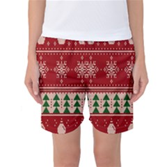 Knitted-christmas-pattern Women s Basketball Shorts