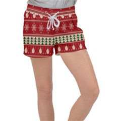 Knitted-christmas-pattern Velour Lounge Shorts