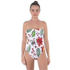 Pngtree-watercolor-christmas-pattern-background Tie Back One Piece Swimsuit