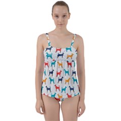 Animal-seamless-vector-pattern-of-dog-kannaa Twist Front Tankini Set by nate14shop