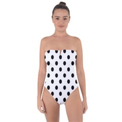 Black-and-white-polka-dot-pattern-background-free-vector Tie Back One Piece Swimsuit