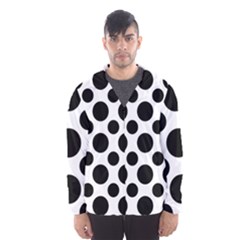 Seamless-polkadot-white-black Men s Hooded Windbreaker by nate14shop