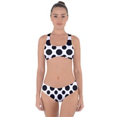 Seamless-polkadot-white-black Criss Cross Bikini Set