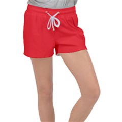 Background-red Velour Lounge Shorts