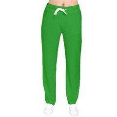 Green Women Velvet Drawstring Pants