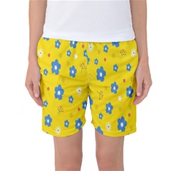 Floral Yellow Women s Basketball Shorts