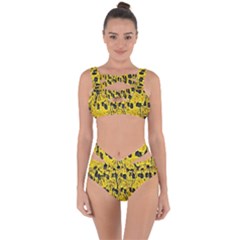 Yellow-abstrac Bandaged Up Bikini Set 