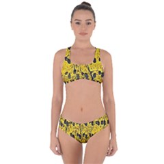 Yellow-abstrac Criss Cross Bikini Set