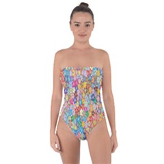 Floral-flower Tie Back One Piece Swimsuit