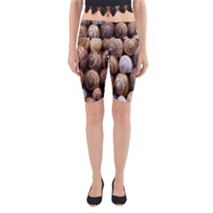 Snail Shells Pattern Arianta Arbustorum Yoga Cropped Leggings by artworkshop