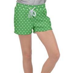 Polka-dots-green Velour Lounge Shorts