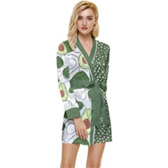 Avocado Pattern Long Sleeve Satin Robe by flowerland