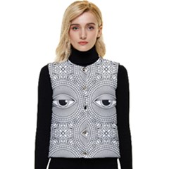 Eye Pattern Women s Short Button Up Puffer Vest by designsbymallika