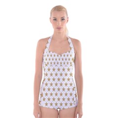 Gold Stars Boyleg Halter Swimsuit  by nate14shop