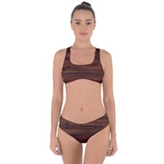 Texture-dark Wood Criss Cross Bikini Set by nateshop