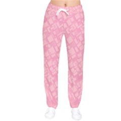 Pink Women Velvet Drawstring Pants