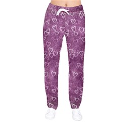 Background Purple Love Women Velvet Drawstring Pants