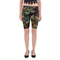 Peacock-feathers-color-plumage Yoga Cropped Leggings by Celenk