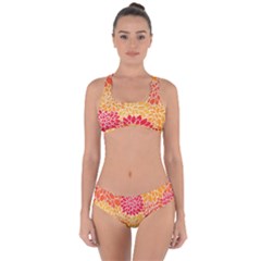 Background Colorful Floral Criss Cross Bikini Set by artworkshop