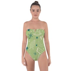 Angel Artwork Ball Christmas  Tie Back One Piece Swimsuit