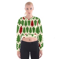  Christmas Trees Holiday Cropped Sweatshirt by artworkshop